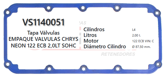 JUNTA DE T/VALVULA CHRYSLER DODGE 122 2.0L 95/01