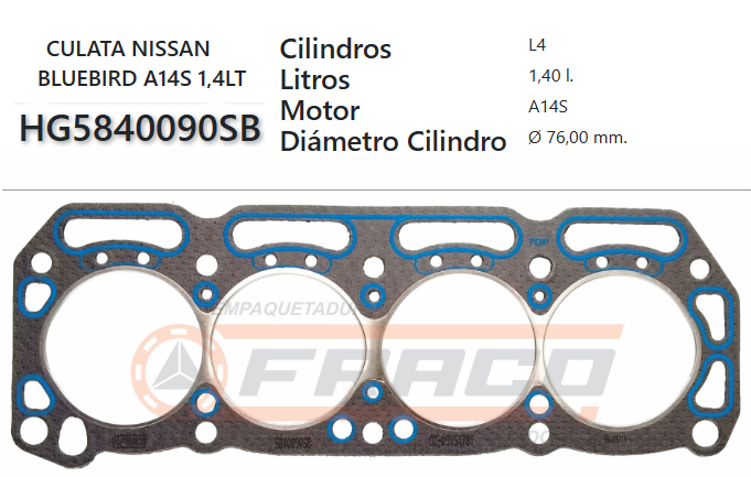 JUNTA DE CULATA NISSAN SUNY A14/A15 80UP