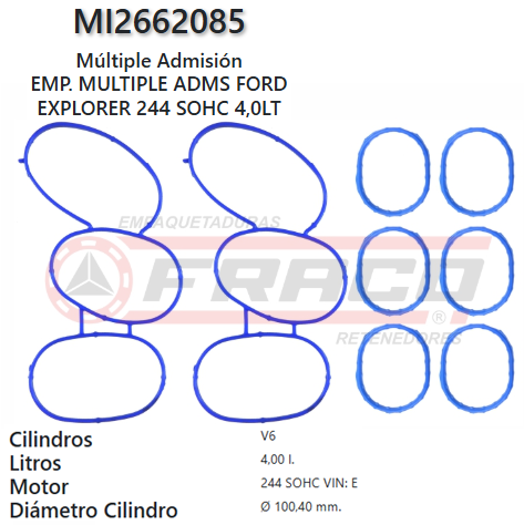 JUNTA DE ADMISION FORD EXPLORER 244 4.0 99/03 (X2)(X6)