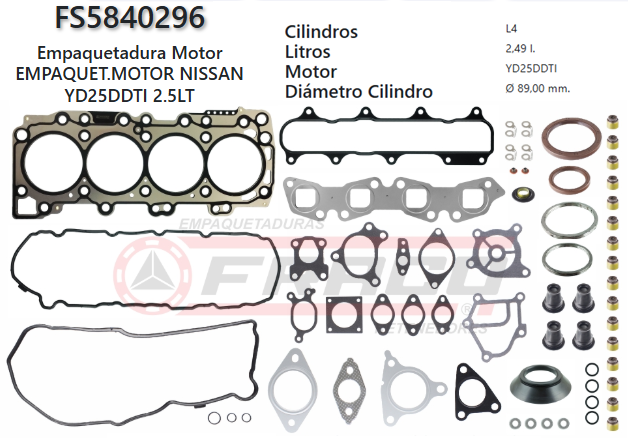 Junta de JUEGO JUNTAS NISSAN NAVARA / NP300 FRONTIER YD25DDTI 2.5L 16/22