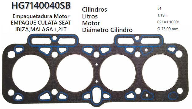 JUNTA DE CULATA SEAT IBISA, MALAGA 021A1000 1.2 84/93