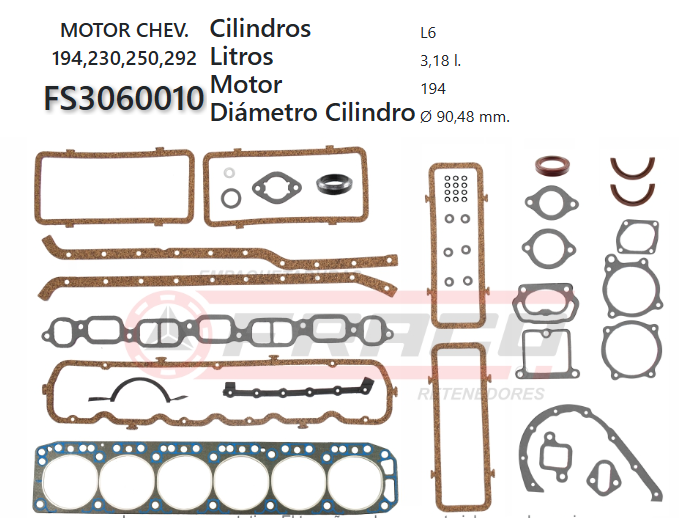 Junta de JUEGO JUNTAS CHEVROLET 194, 230, 250, 292 62 ON