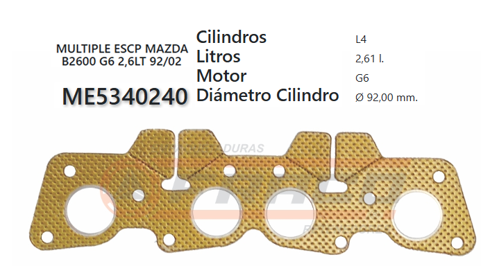 JUNTA DE ESCAPE. MAZDA G6 B2600 89/02.