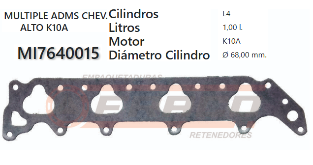 JUNTA DE ADMISION SUZUKI WAGON R K10A/12A 1.0 97/UP