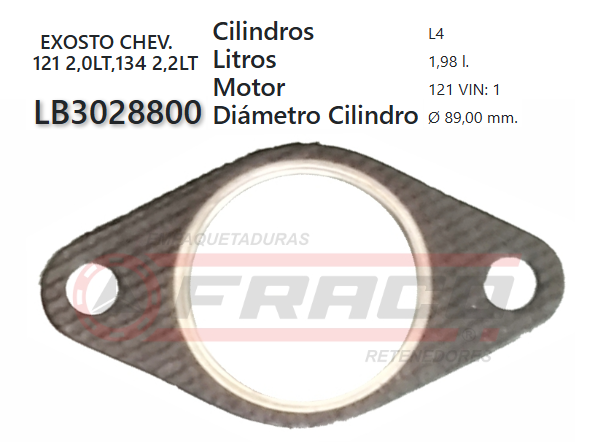 JUNTA DE MUFFLER CHEVROLET CAVALIER 121/134 90/UP