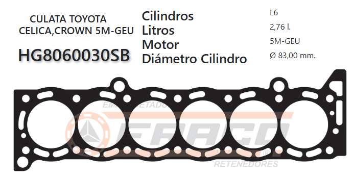 JUNTA DE CULATA TOYOTA CRESSIDA  5MG 87/92