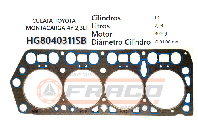 JUNTA DE CULATA TOYOTA HI-LUX 4Y-EC 2.2L 85/90