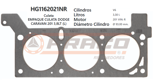 JUNTA DE CULATA CHRYSLER DODGE, CARAVAN, INTREPID, 3.3L, 90/00 (IZQ)