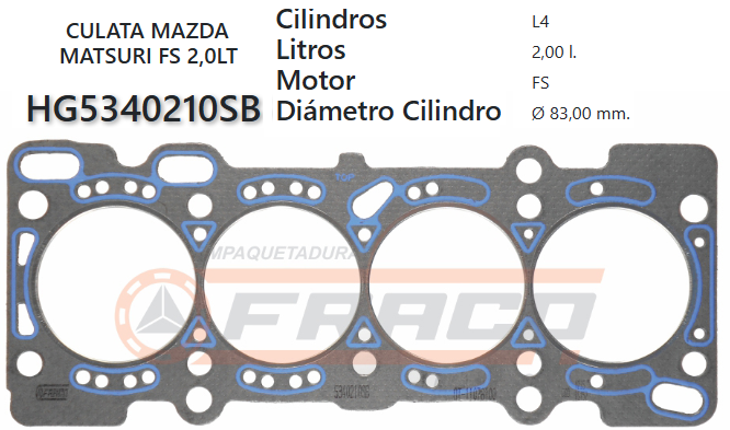 JUNTA DE CULATA MAZDA MATSURI / 626 / 626 NUEVO MILENIO FS DOHC 2.0L (16 VAL) 92/97.