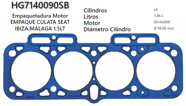 JUNTA DE CULATA SEAT IBISA 85/93 MALAGA 85/93,RONDA 84/.....