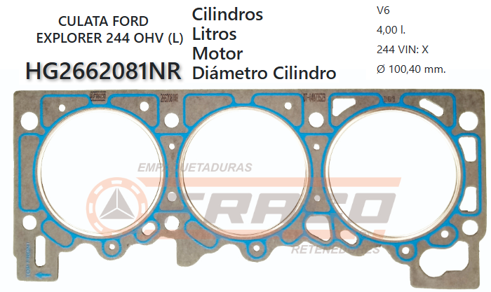 JUNTA DE CULATA FORD 244 OVH-OHV 4000CC EXPLORER 90/99 DER