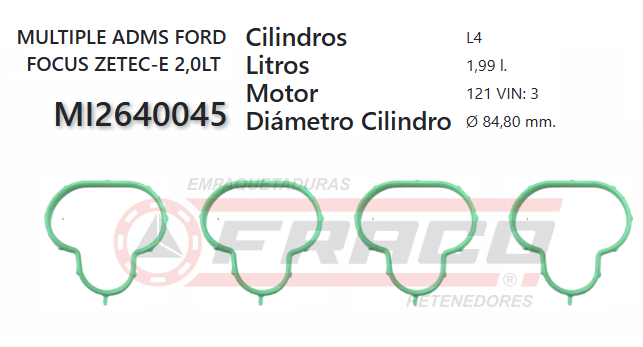 JUNTA DE ADMISION FORD FOCUS 2.0 00/04