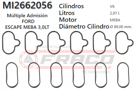 JUNTA DE ADMISION FORD ESCAPE 3.0 MEBA 01/UP (SET 12 PCS)