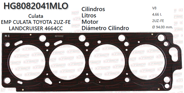 JUNTA DE CULATA TOYOTA LEXUS, 4RUNNER 2UZ-FE GX/LX470 4.7L 05/07 (DER)