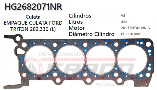JUNTA DE CULATA FORD F150/250, EXPEDITION, 281, 4.6L 87/03 (IZQ)