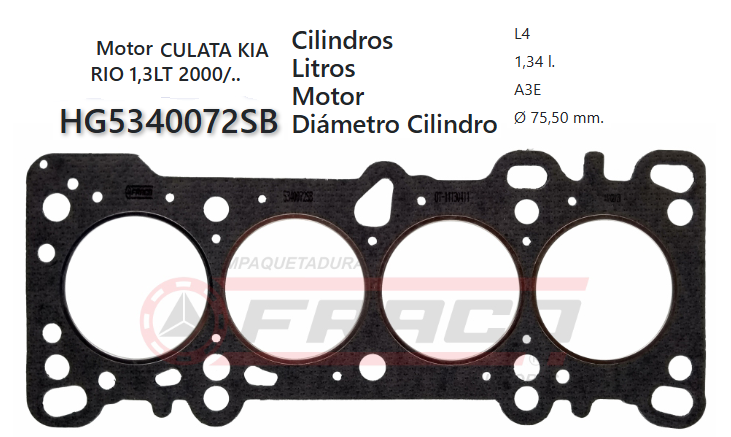JUNTA DE CULATA KIA RIO 1.3 B3 00/UP