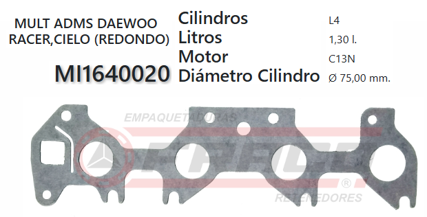 JUNTA DE ADMISION DAEWOO/OPEL/RACER/CIELO G15MF 1.5/1.6 82UP