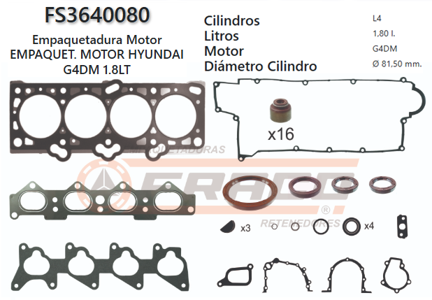 Junta de JUEGO JUNTAS HYUNDAI ELANTRA 2.0 G4FC 97 UP