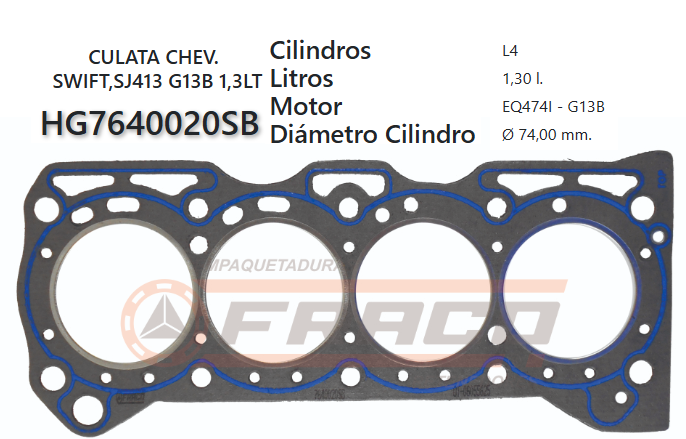 JUNTA DE CULATA SUZUKI SWIFT/ SAMURAI  G13A 85/UP