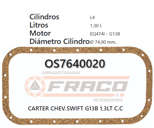 JUNTA DE CRANK SUZUKI VITARA 1.6 G16A 88/97