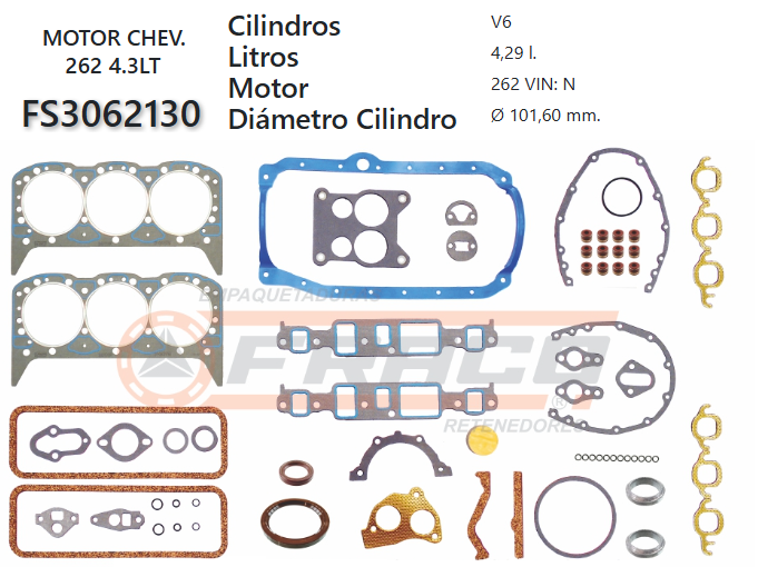 Junta de JUEGO JUNTAS CHEVROLET 262 4.3 MINI BLAZER 85/90