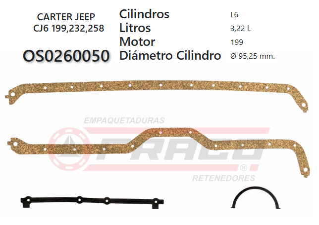 JUNTA DE CRANK JEEP CHEROKEE 4.2L, 242/258 72/88