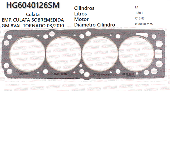 JUNTA DE CULATA CHEVROLET OPEL CORSA EVOLUTION, X18XE1, 1.8L, 03/UP