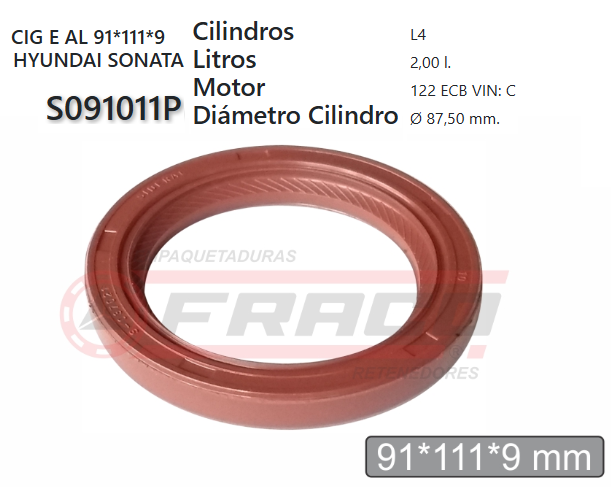 JUNTA DE RETENEDORA MITSUBISHI 6G72 88/96 (91X111X9 mm)