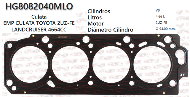 JUNTA DE CULATA TOYOTA LEXUS, 4RUNNER 2UZ-FE GX/LX470 4.7L 05/07 (IZQ)