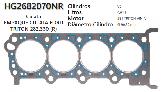 JUNTA DE CULATA FORD F150/250, EXPEDITION, 281, 4.6L 87/03 (DER)