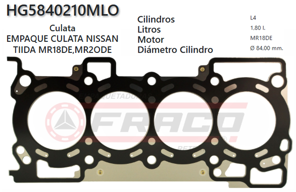 JUNTA DE CULATA NISSAN TIIDA / QASHQAI MR18 / MR20 1,8 / 2.0L 07/11