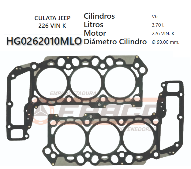 JUNTA DE CULATA AMC JEEP LIBERTY / GRAND CHEROKEE 3.7L (226) 02/07