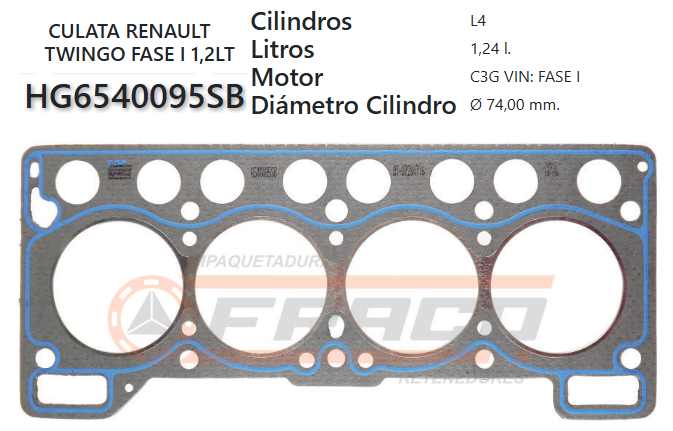 JUNTA DE CULATA RENAULT TWINGO/CLIO 1.3 C3G-700 92/96