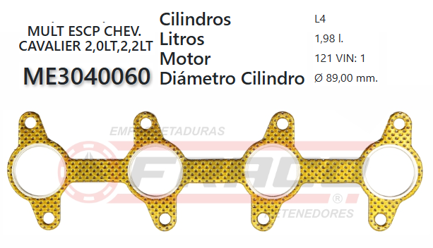 JUNTA DE ESCAPE. CHEVROLET CAVALIER 121/134 90/97