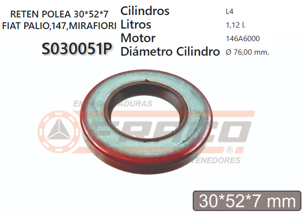 JUNTA DE RETENEDORA FIAT PREMIO/TIPO/UNO 132/138/146