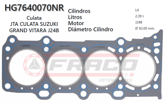 JUNTA DE CULATA SUZUKI GRAND VITARA J24B 2.4L 09UP