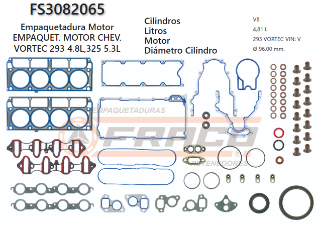 Junta de JUEGO JUNTAS CHEVROLET SILVERADO, TAHOE, SUBURBAN, SIERRA 293 4.8L/5.3L 07/14
