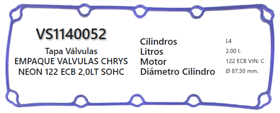 JUNTA DE T/VALVULA CHRYSLER DODGE 122 ECB 2.0L 96/00