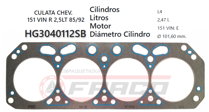 JUNTA DE CULATA CHEVROLET 151 VIN R 2.5 85/86