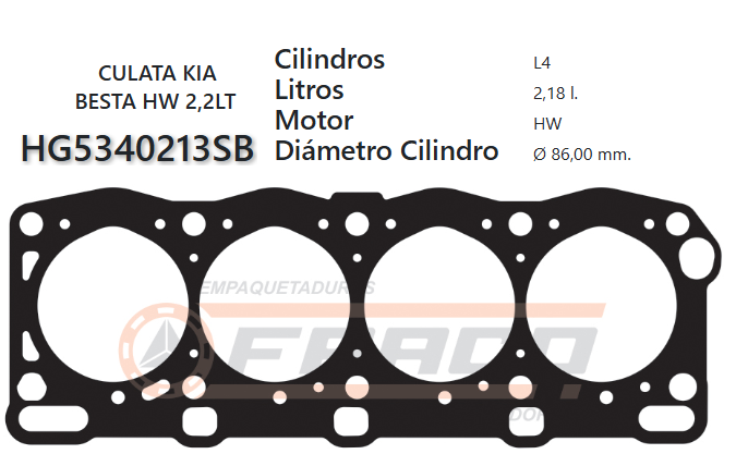 JUNTA DE CULATA KIA BESTA, MAZDA R2/RF - 2.0/2.2 84UP