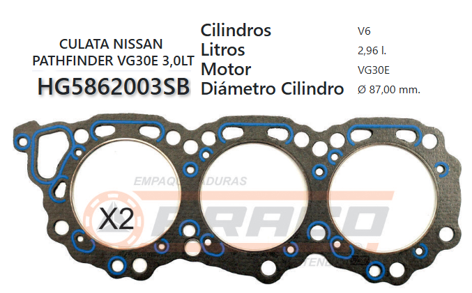 JUNTA DE CULATA NISSAN PATHFINDER VG30E