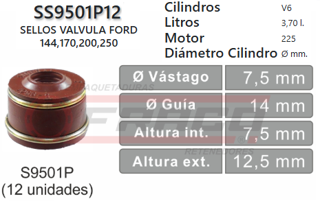 JUNTA DE SELLOS VALV FORD 250/144/170/200,
