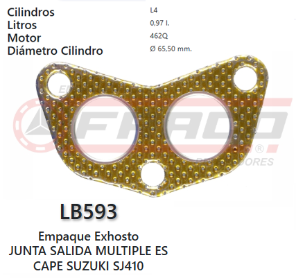 JUNTA DE MUFFLER CHEVROLET, SUZUKI CHANA, JIMNY 1.0L F10A 90/11