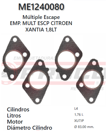JUNTA DE ESCAPE. CITROEN XANTIA, XU7JP, 1.8L, 96UP (4 und.)