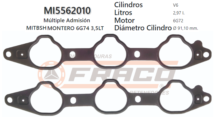 JUNTA DE ADMISION MITSUBISHI MONTERO/SPORT 6G74 (X2) 3.5L