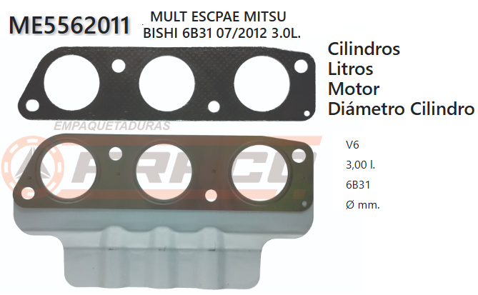 JUNTA DE ESCAPE. MITSUBISHI OUTLANDER 6B31 3.0L 07/12 (PAR)