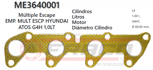JUNTA DE ESCAPE. HYUNDAI ATOS G4HD/G, G4HC/E, 1.0L/1.1L 97/05