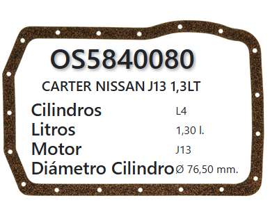 JUNTA DE CRANK NISSAN STANZA J13/15/16/18 (CORCHO)