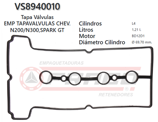 JUNTA DE T/VALVULA CHEVROLET SPARK GT 16V, BD12D1, 1.2L, 98/03