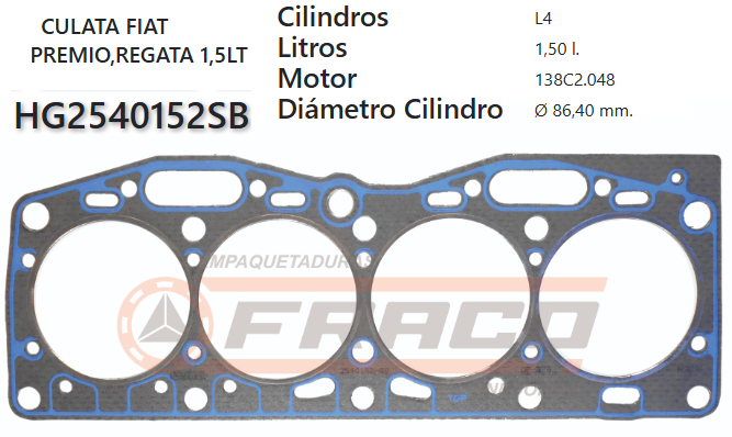 JUNTA DE CULATA FIAT RITMO/REGATA 1.5